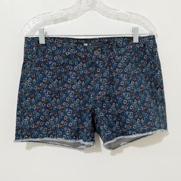 Levi's Gray Floral Cut-Off Shorts Mid-Rise Stretch Denim - Picture 1 of 9